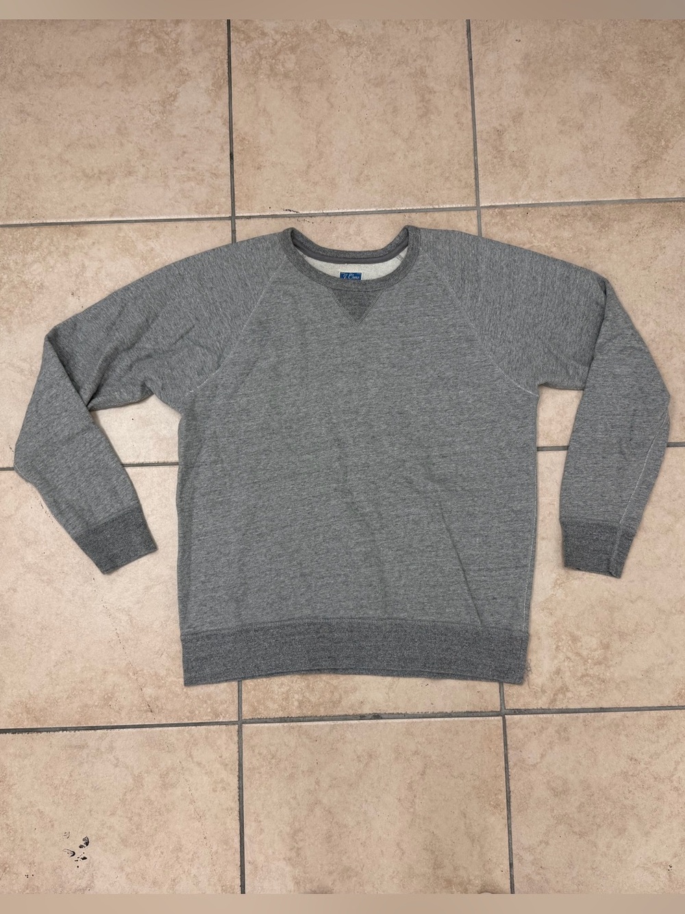 Vtg J Crew Fleece Sweatshirt Mens L Gray Raglan Crewneck Pullover
